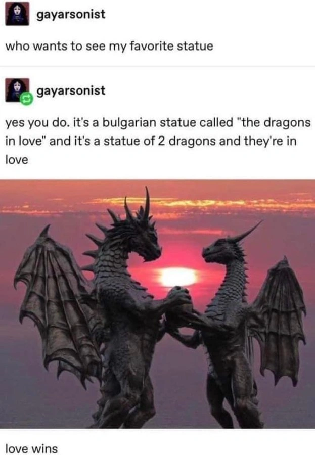 tumble post that shows the dragons in love